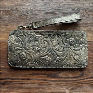 Patricia Nash Metallic Gold Embossed Wristlet